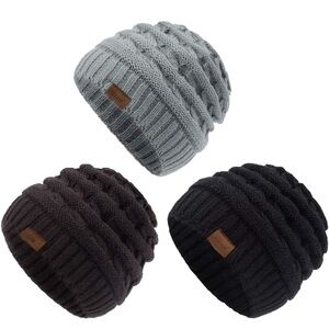 Kids Knit Beanie Trio - 3 Pack